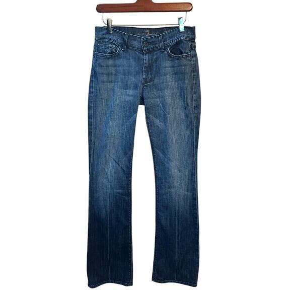 7FAM High Waist Bootcut Jeans Women’s Size 27 Blue Distressed Heel Hem - Picture 1 of 10